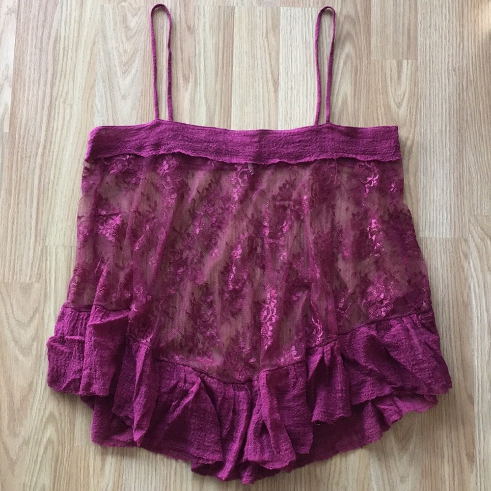 NWOT Free People Intimately Plum Lace Trapeze Cami